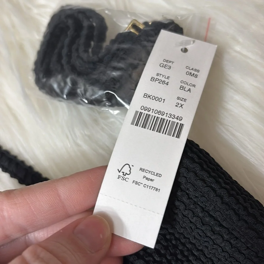 NWT J. Crew Black Heritage Textured O-Ring Bandeau Bikini Top Only Size 2X